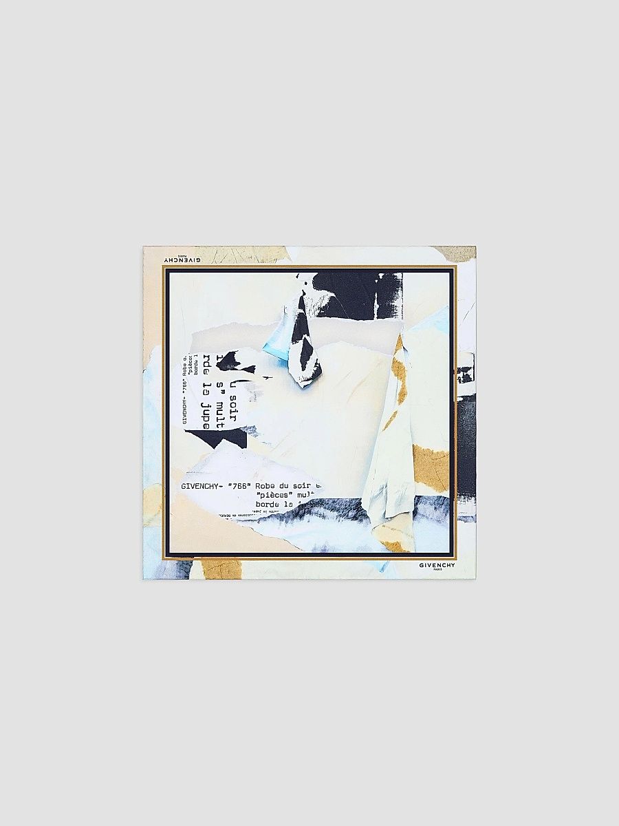Givenchy Men's Small Square Scarf in Silk with Ripped Papers Print - Multicolored