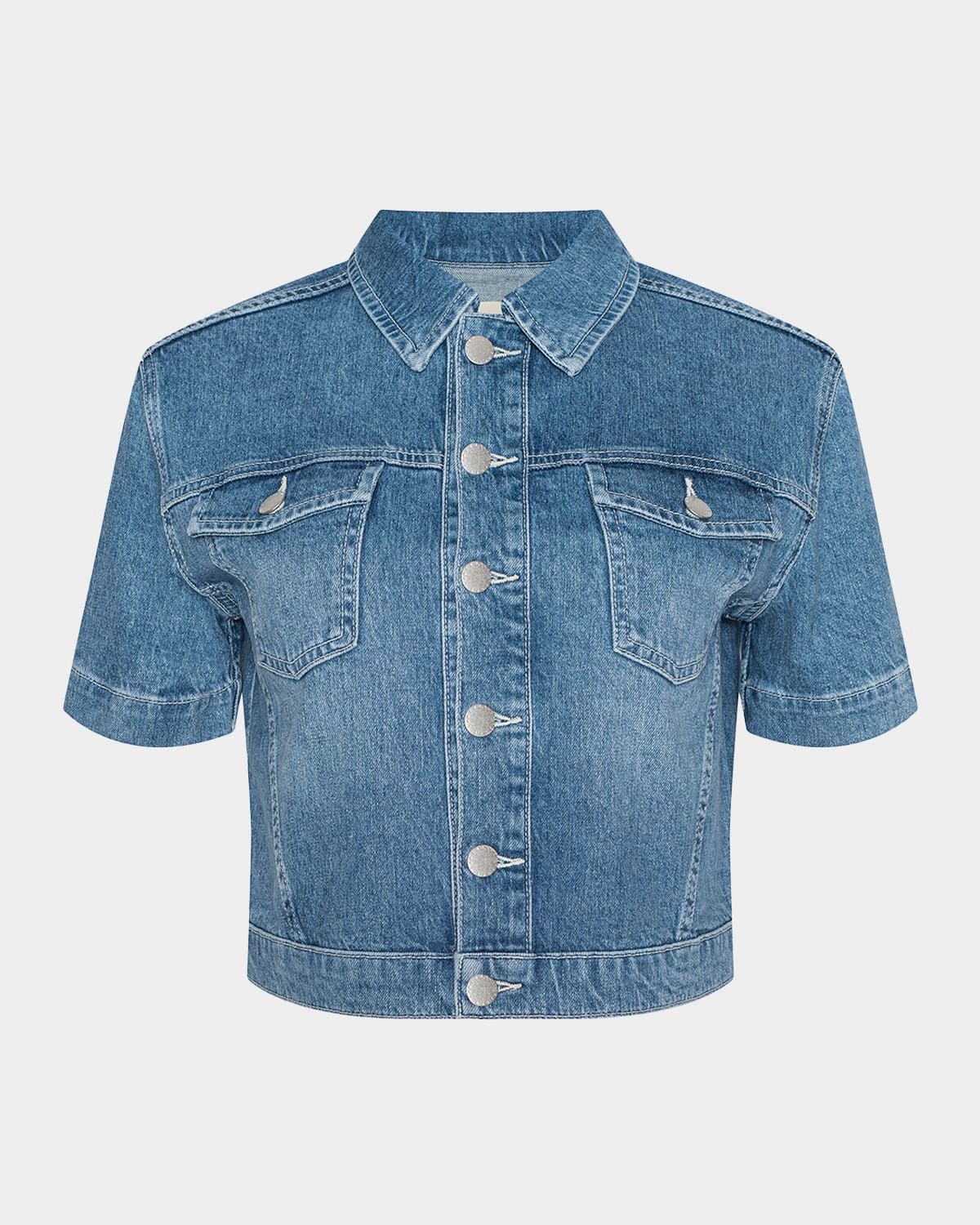 Kirstie Cropped Short-Sleeve Denim Jacket