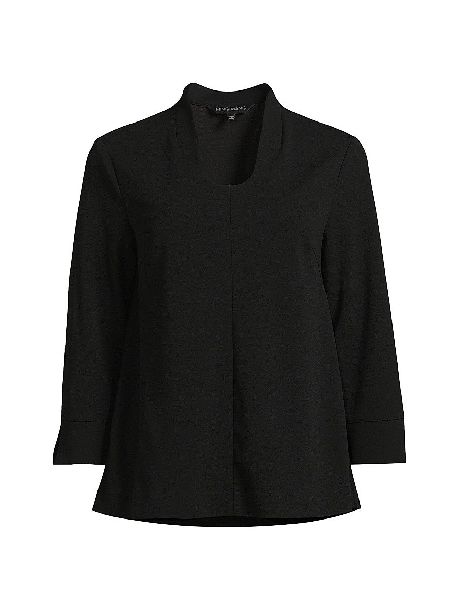 Women's Deco Crepe Blouse - Black - Size Medium