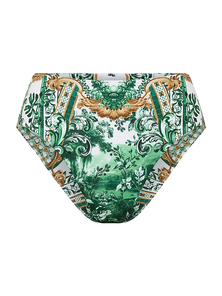 Women's Printed Mid-Rise Bikini Bottoms - Corridor Of Calm - Size Large