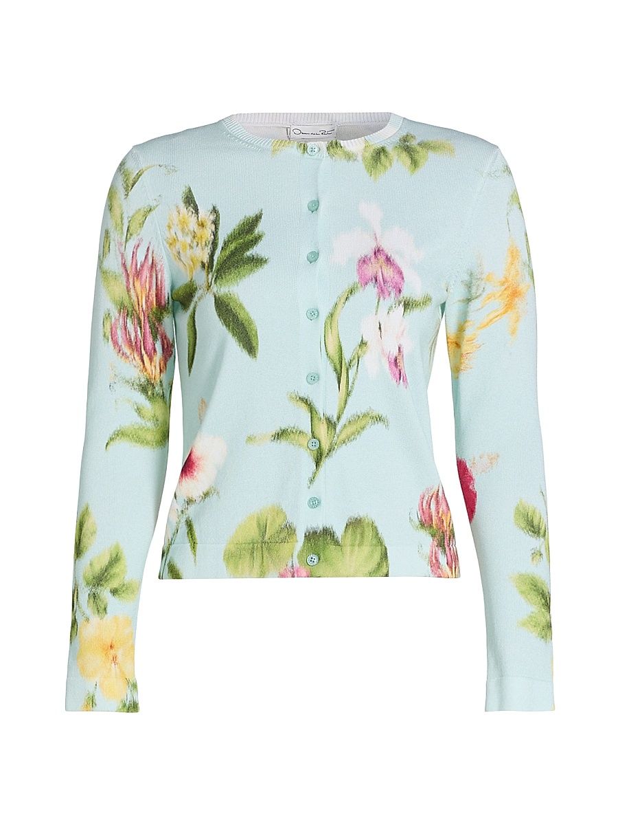 Women's Chiné Flower Knit Cardigan - Saltwater Multi - Size XL