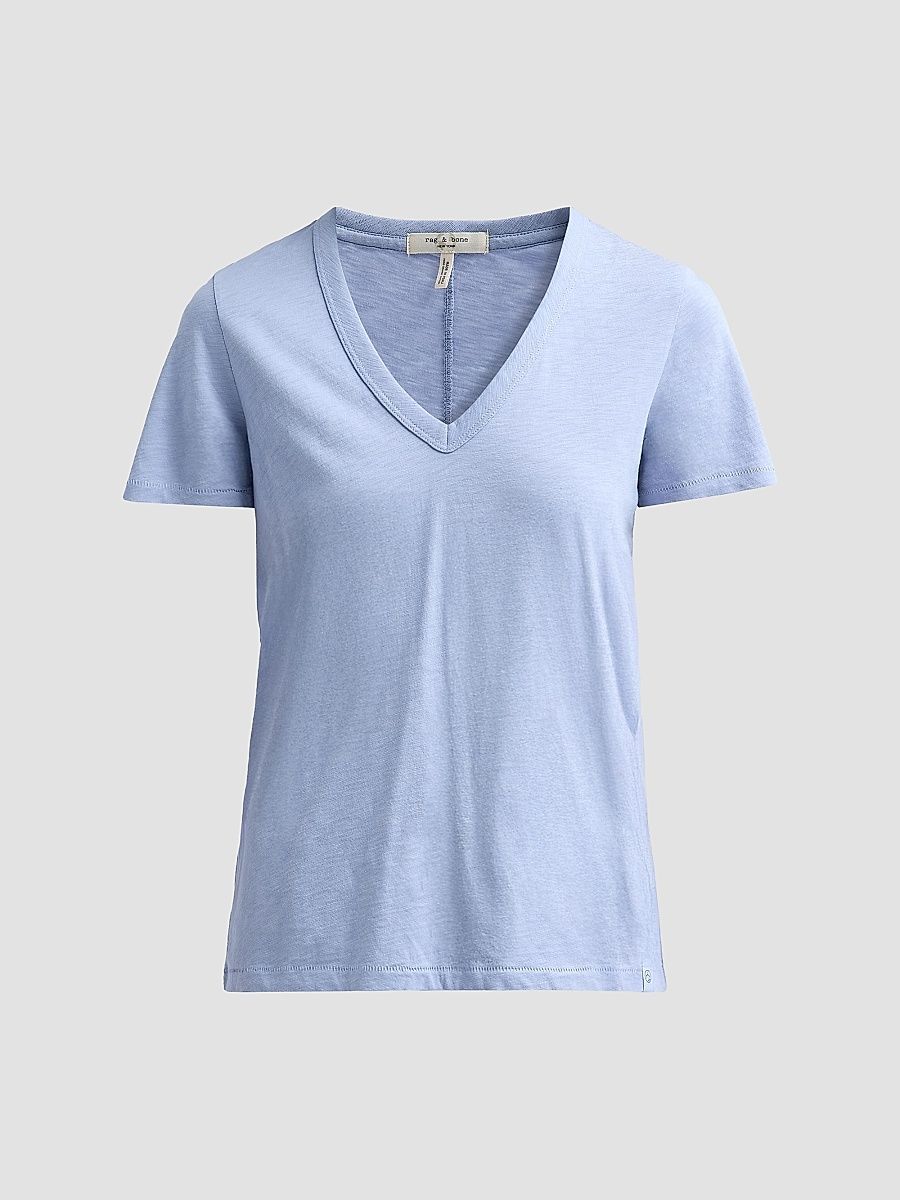 rag & bone Women's The Slub Vee V-Neck T-Shirt - Haze Blue - Size Large