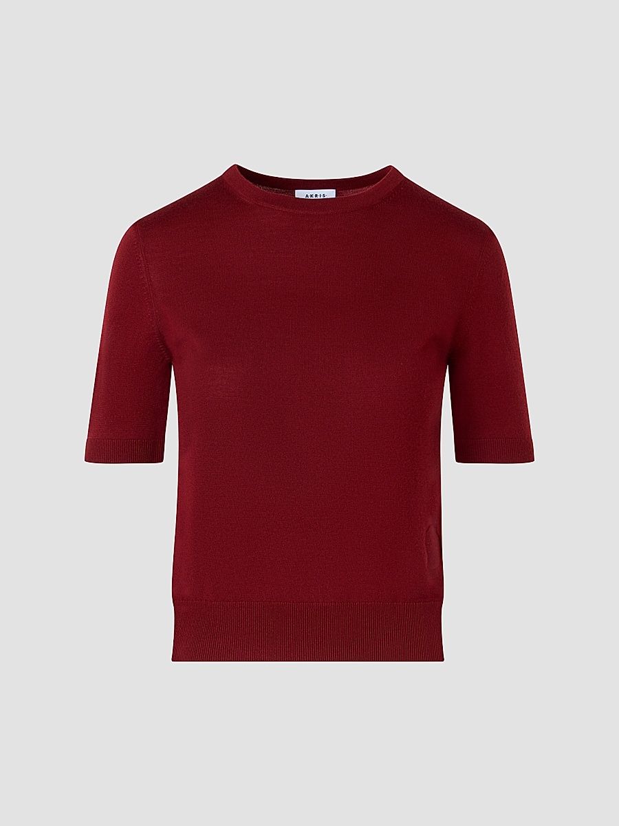 Women's Relaxed Wool T-Shirt - Pomegranate - Size 2