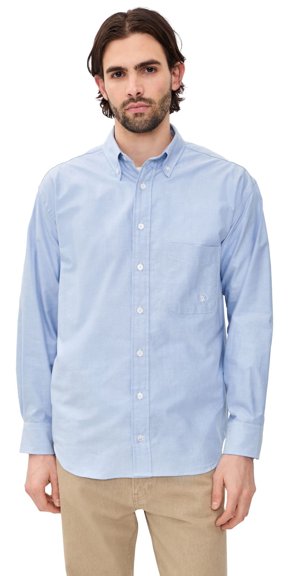 Aaron Levine Logo Oxford Shirt Blue L
