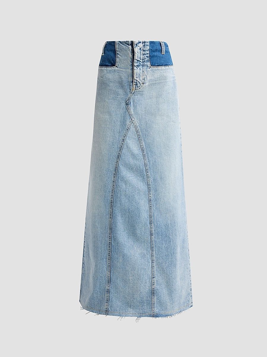 Women's Waistless Denim Maxi Skirt - Shades Of Indigo - Size 8