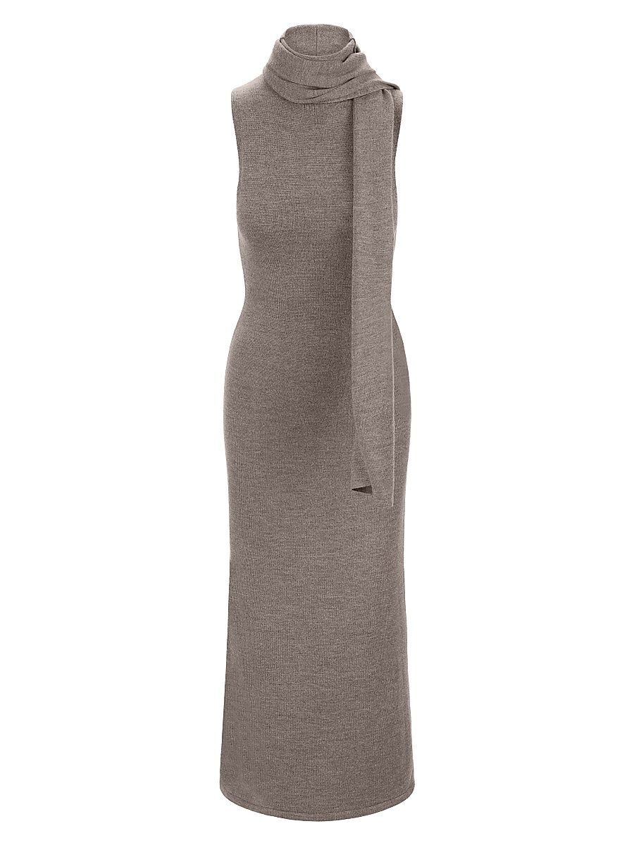 Women's Canal Merino Wool Sleeveless Midi-Dress - Truffle - Size XL