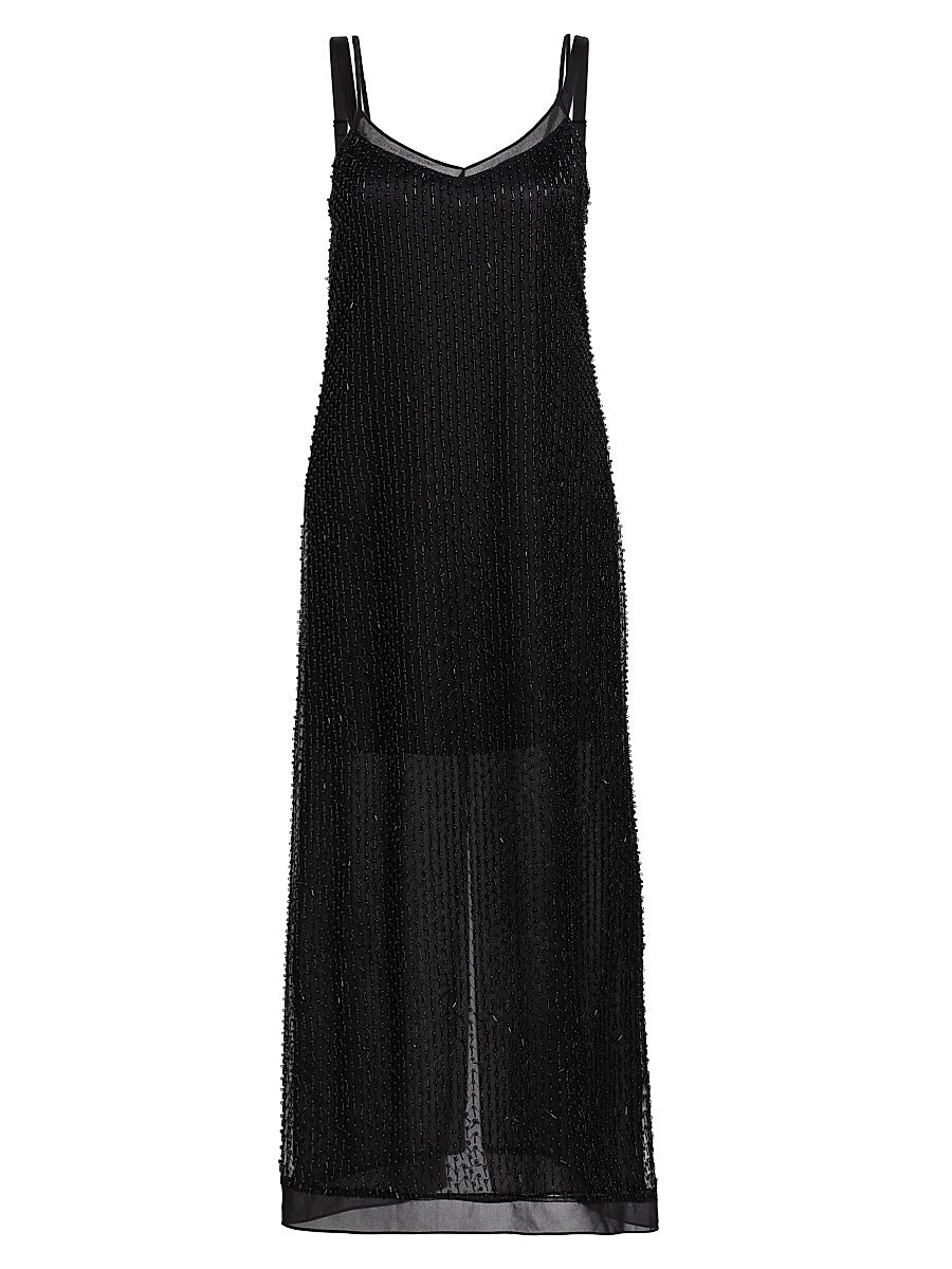 Women's Beaded Georgette Slipdress - Black - Size 2