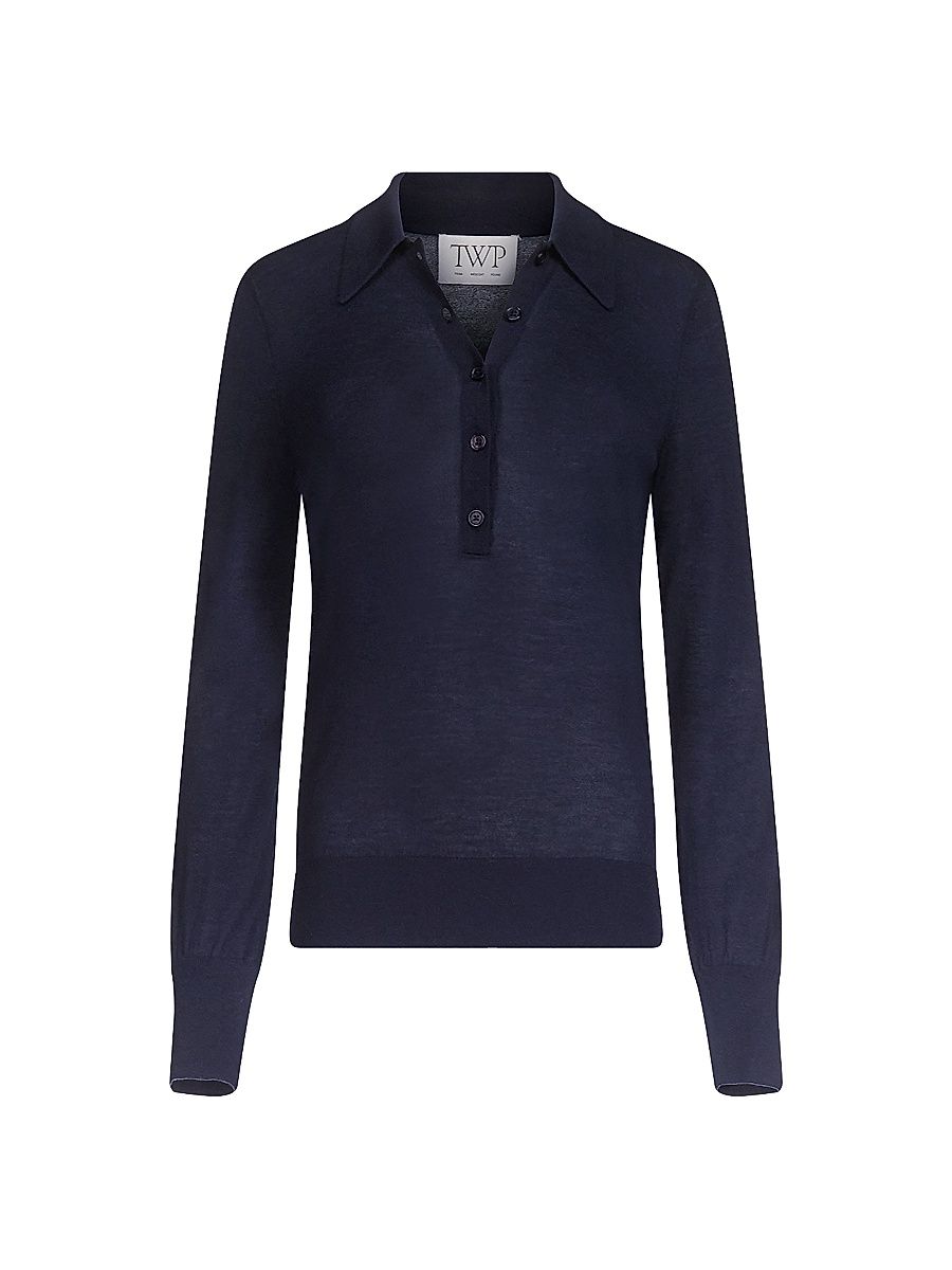Women's Uma Henley Cashmere Top - Night Sky - Size XL