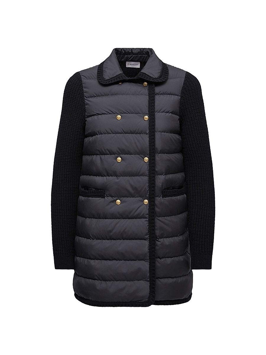 Women's Down-Filled Cardigan in Wool and Cashmere - Black - Size Medium