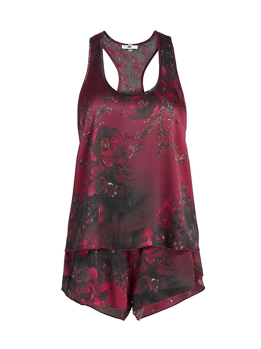 Women's Lunya x Putnam Designs Washable Silk Short Pajamas - Rouge Reverie - Size Large