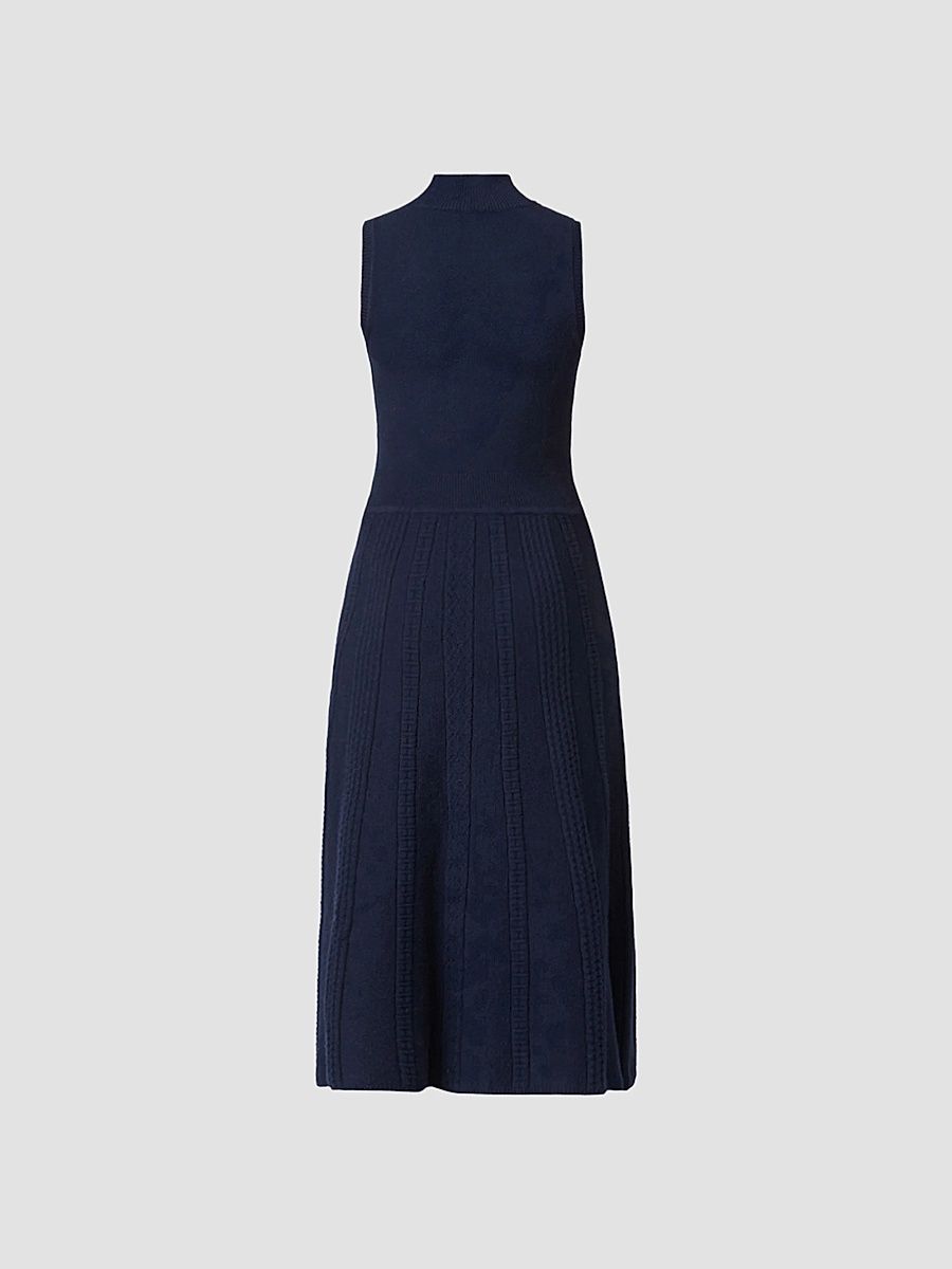 Shoshanna Women's Carmen Cotton-Wool Midi Dress - Navy - Size XL
