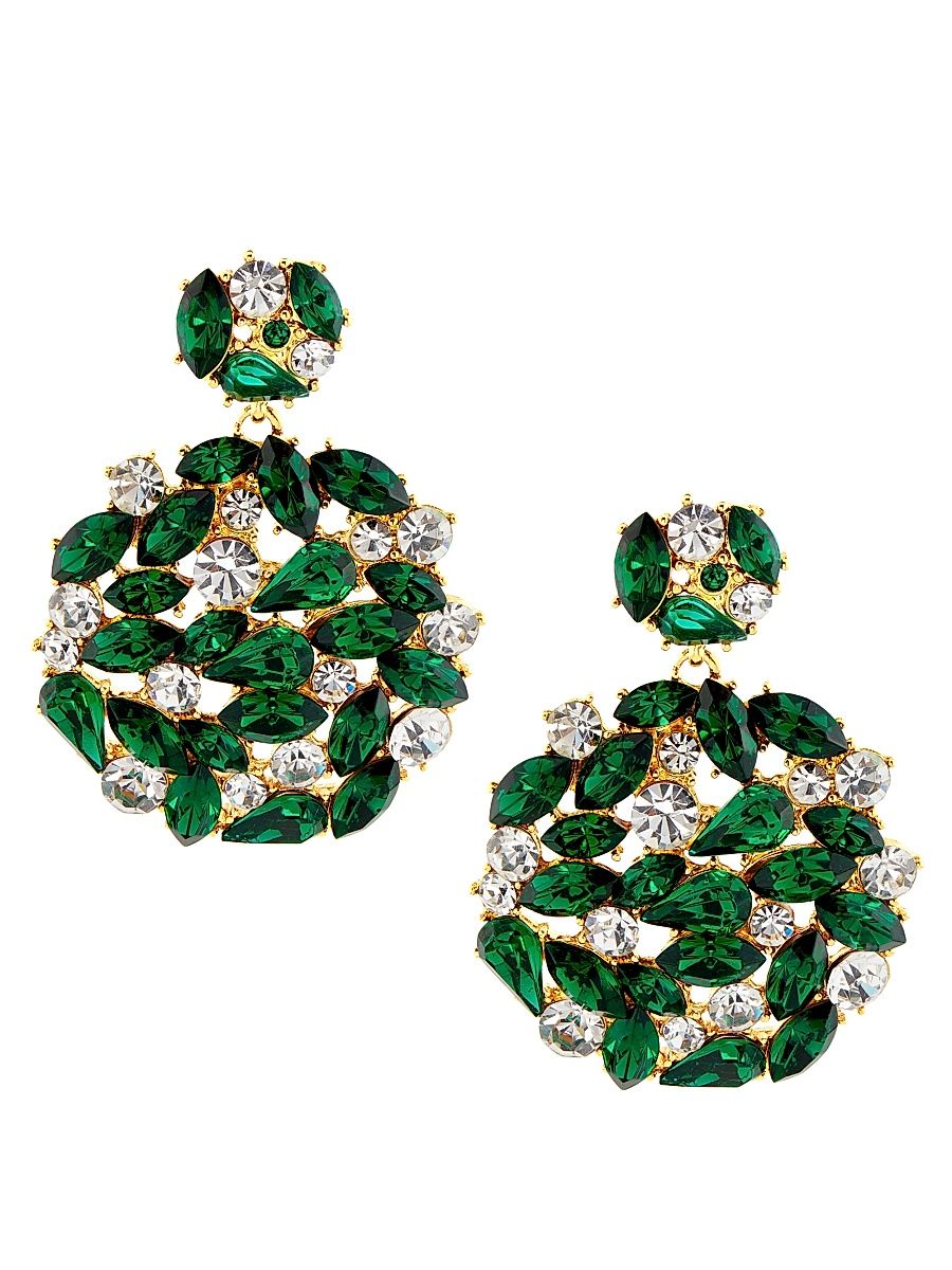 Women's Goldtone & Glass Crystal Drop Earrings - Emerald