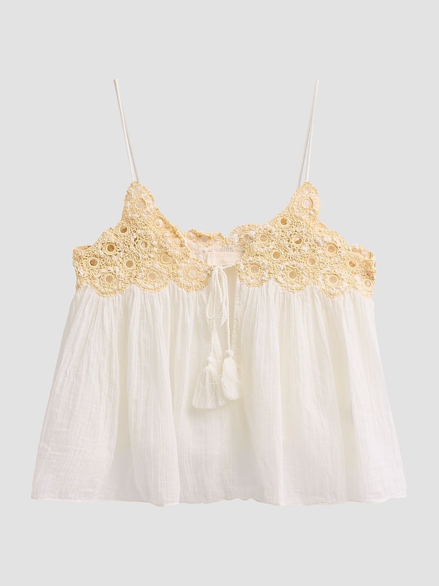 Women's Alessia Cotton Cover-Up Top - Creme - Size XL