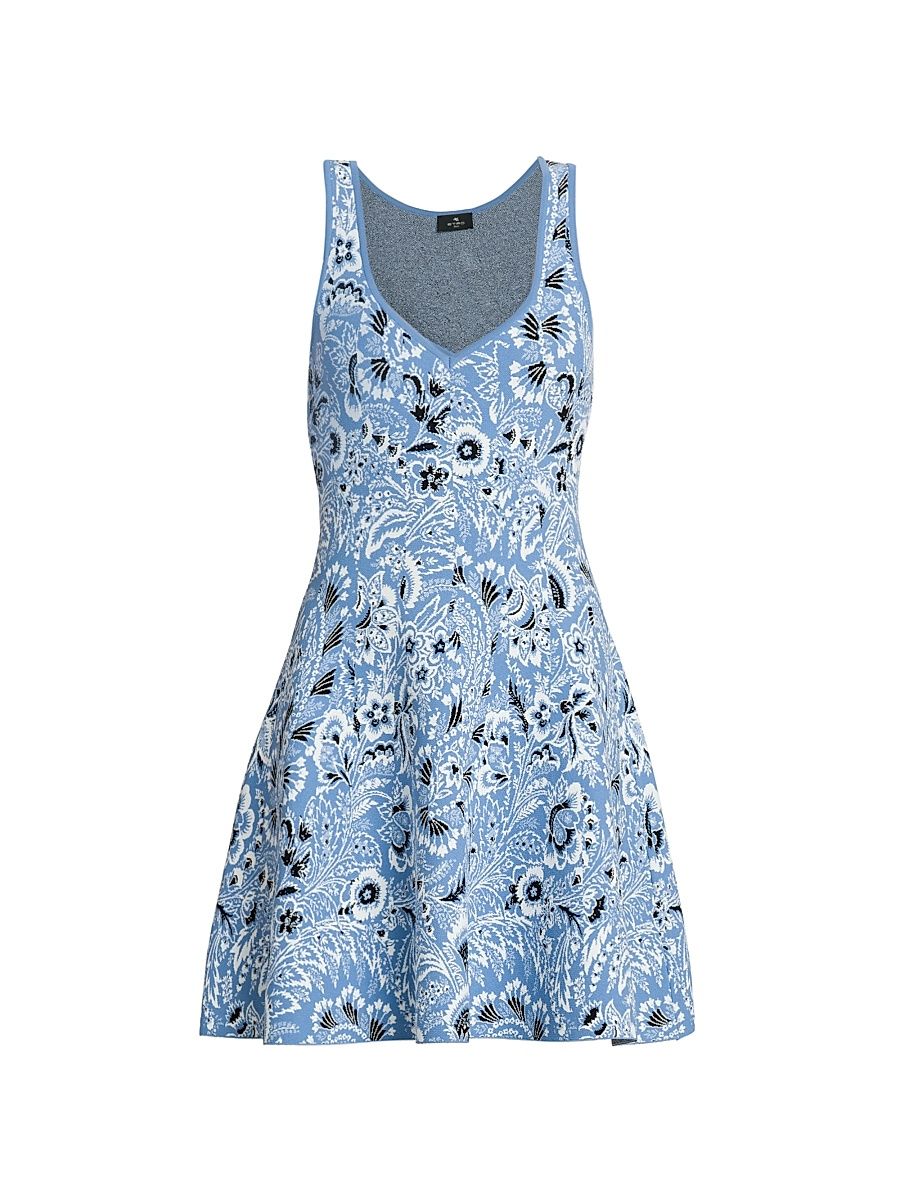 Women's Bandana Print Fit & Flare Minidress - Print Floral Light Blue - Size 4