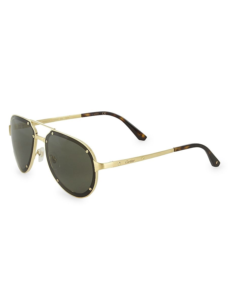Men's 60MM Aviator Titanium Sunglasses - Gold