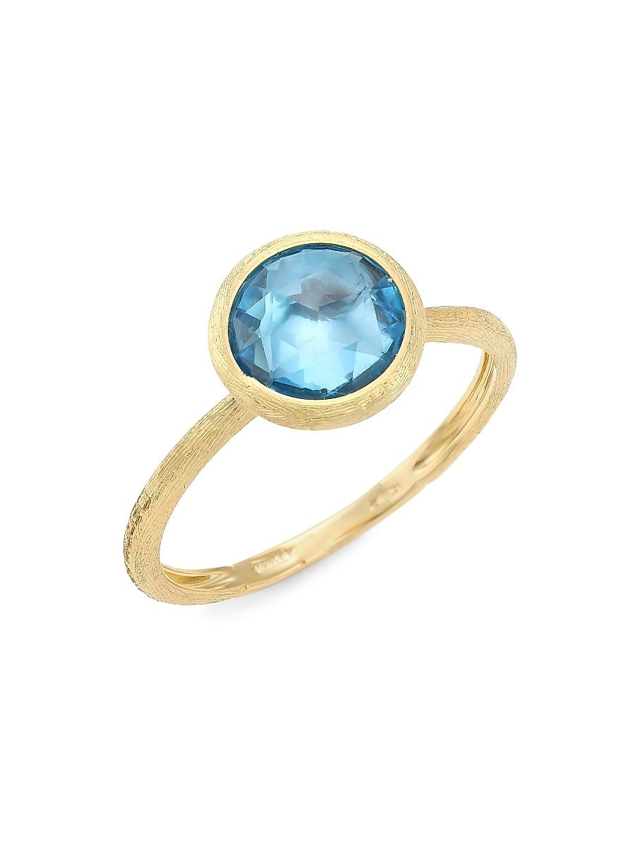 Women's Jaipur Color Small 18K Yellow Gold & Blue Topaz Ring - Blue Topaz - Size 7
