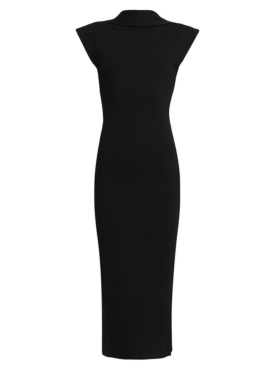 Women's Knit Open Cowlback Midi-Dress - Black - Size 10