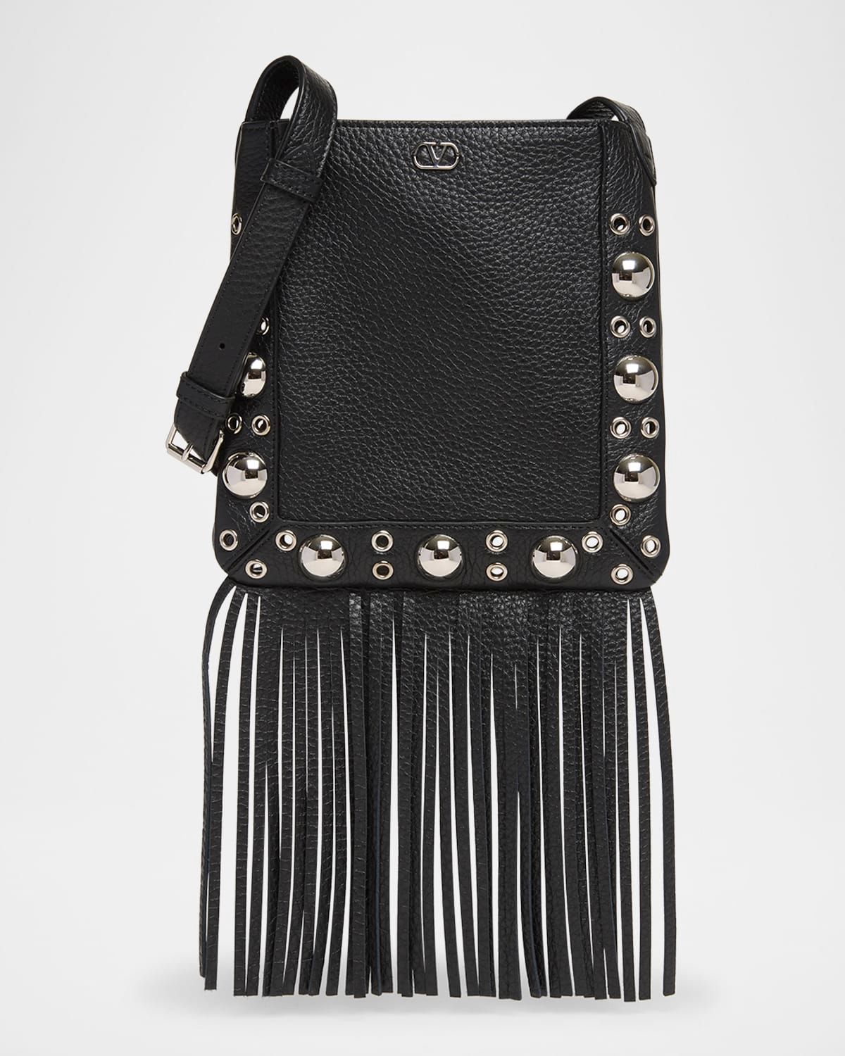 Nellcote Small Fringe Studded Leather Crossbody Bag