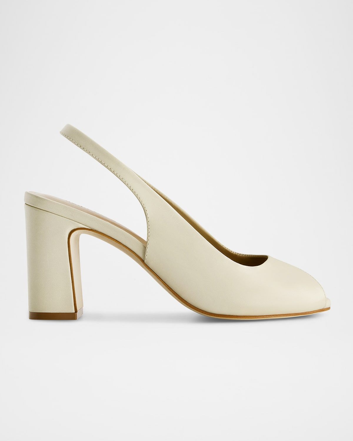 Leather Peep-Toe Slingback Pumps