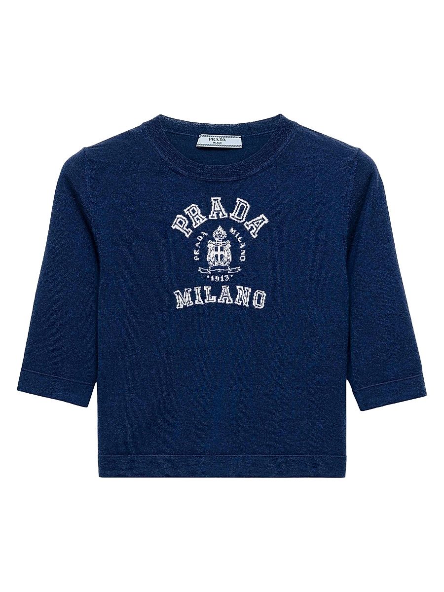 Women's Cashmere Intarsia Sweater - Blue - Size 10