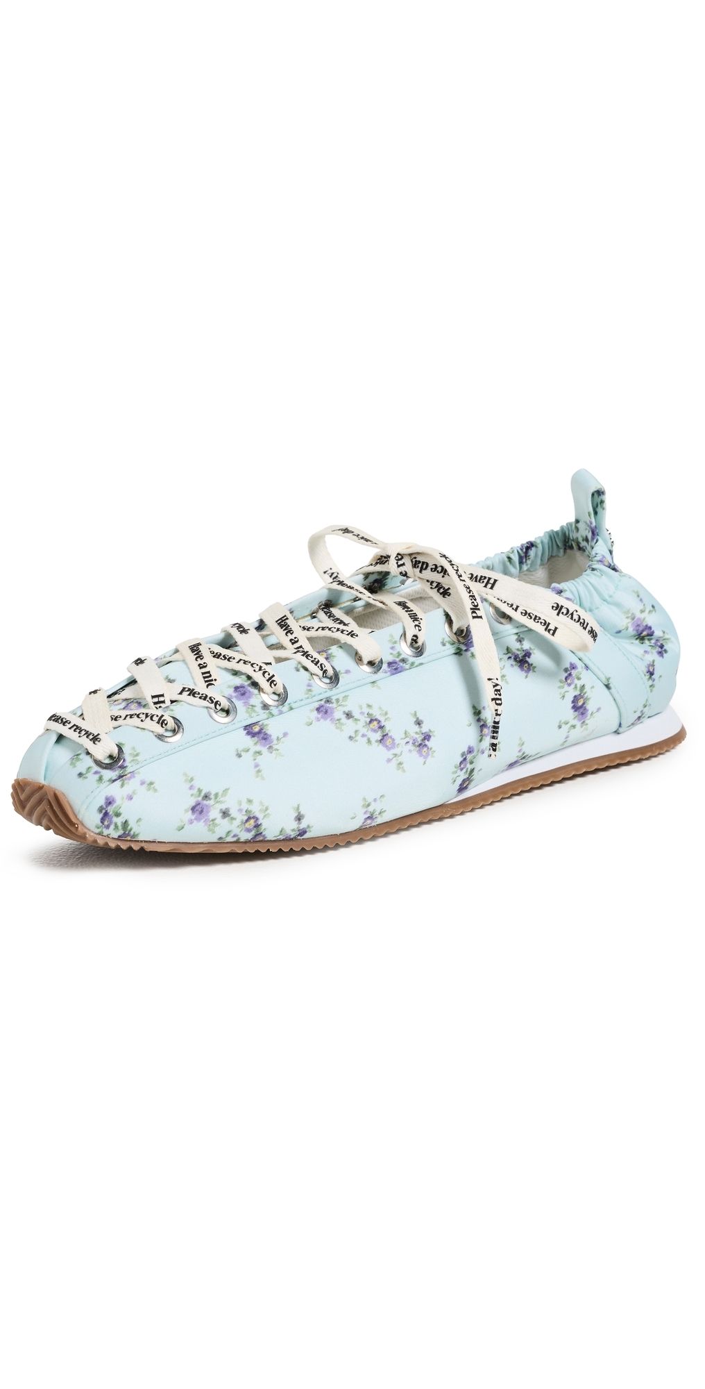 GANNI Lace Up Sporty Ballerina Flats Iced Aqua 41