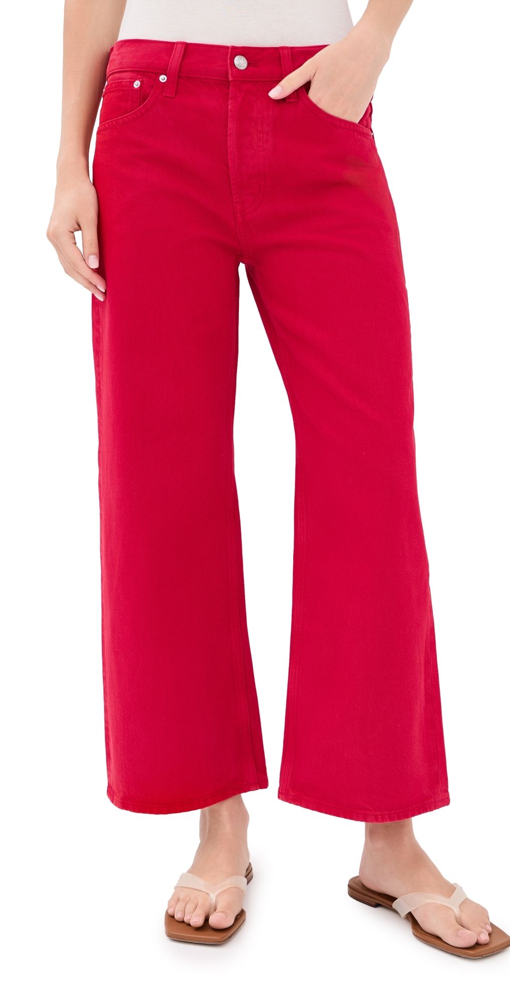 Madewell Low Slung Baggy Crop Jeans Varsity Red 23