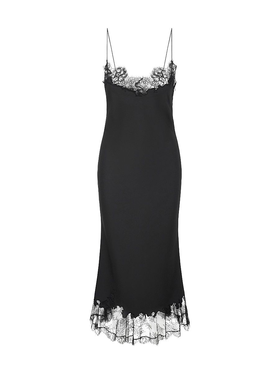 Women's Nadia Lace-Trimmed Midi-Dress - Black - Size XL