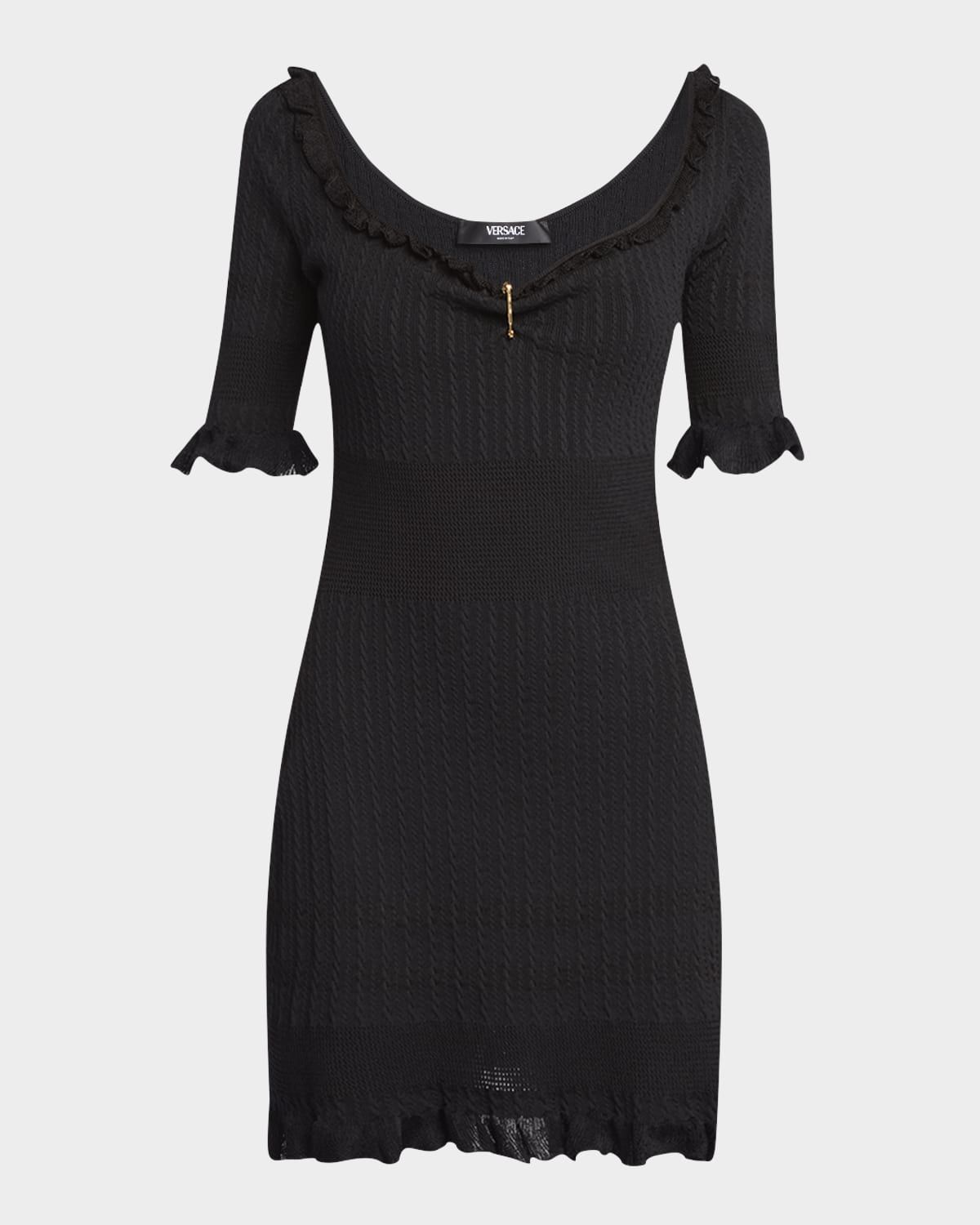 Medusa Pin-Gathered Micro Cable Mini Dress