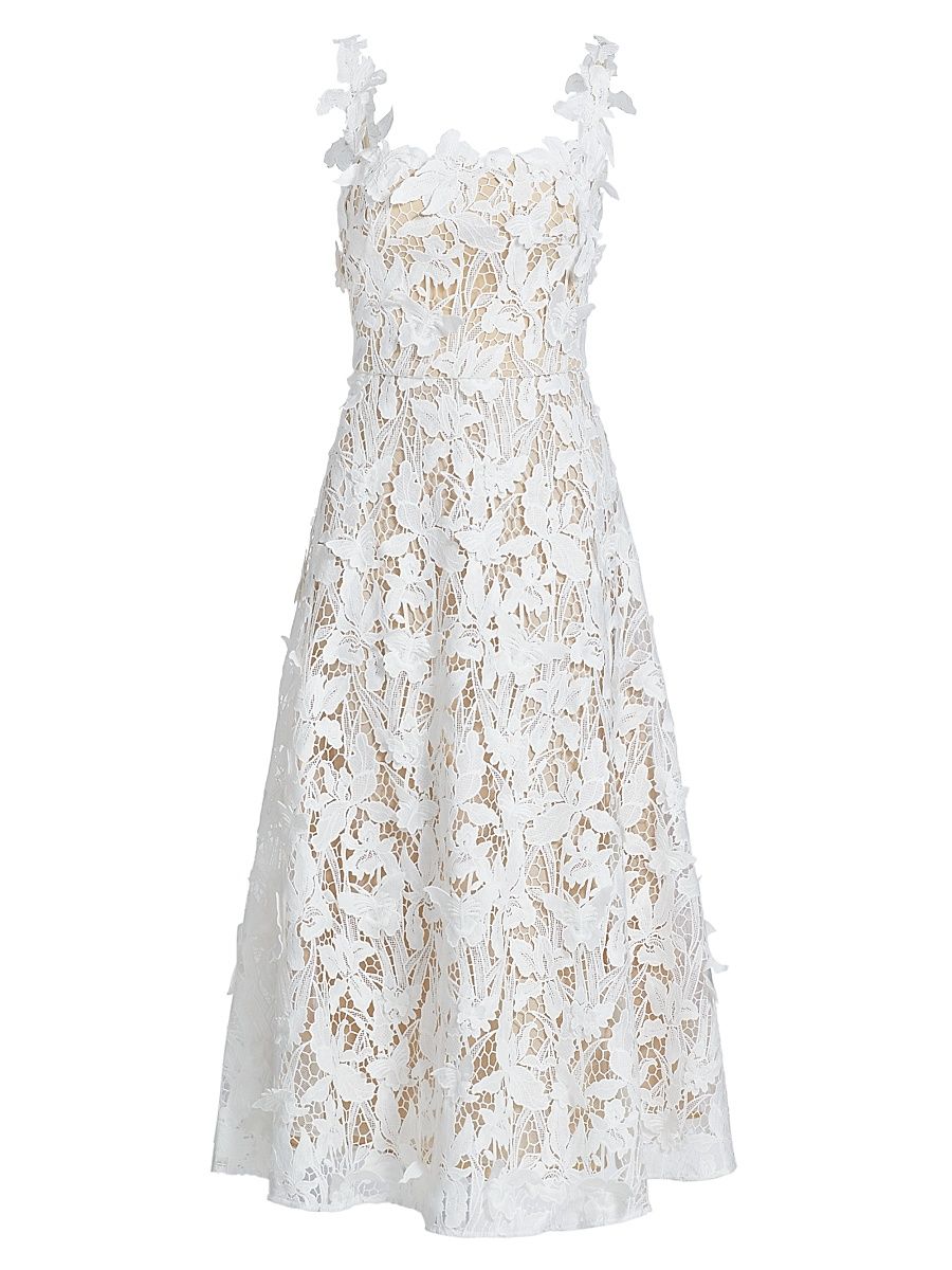 Women's Guipure Lace A-Line Dress - Ivory - Size 12