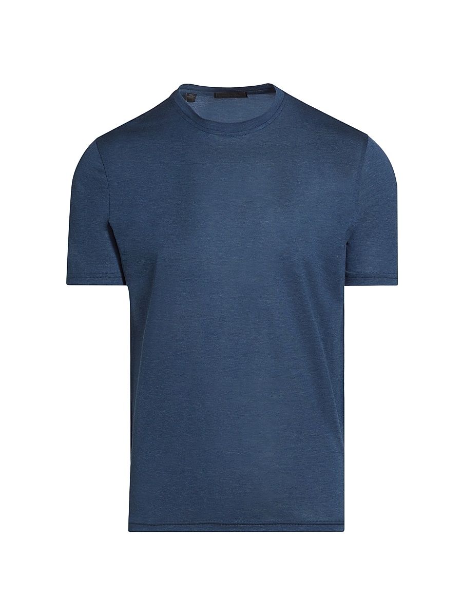 Men's COLLECTION Heathered Cotton T-Shirt - Navy - Size XXL