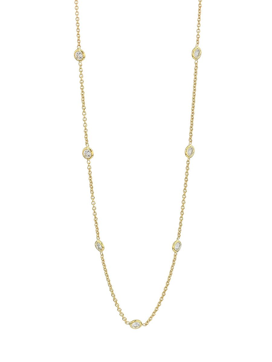 Women's 18K Yellow Gold & 0.7 TCW Diamond Station Necklace - Yellow Gold - Size 18