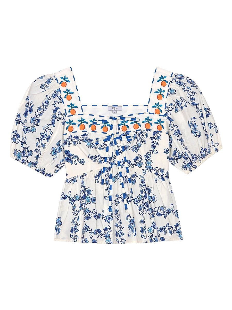 Women's Presley Ceramic Floral Cotton Top - Ceramic Floral - Size XS