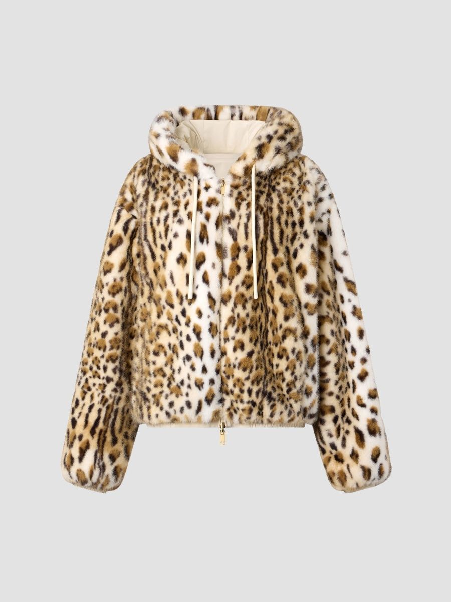 Moose Knuckles Women's Eaton Cheetah-Print Faux-Fur Jacket - Alabaster - Size XL