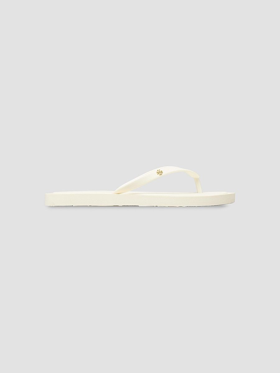 Tory Burch Women's Kira Logo Flip-Flops - Ivory Gold - Size 9