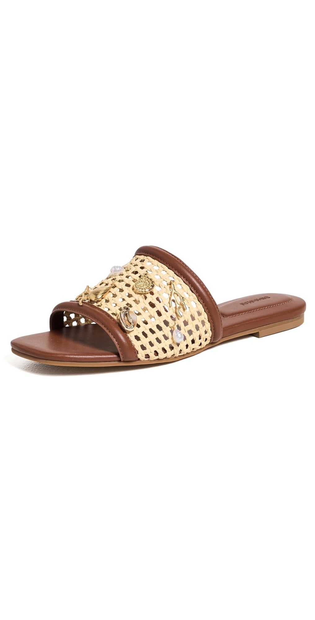 SIMKHAI Caspian Raffia Netted Sandals Sequoia Natural 40