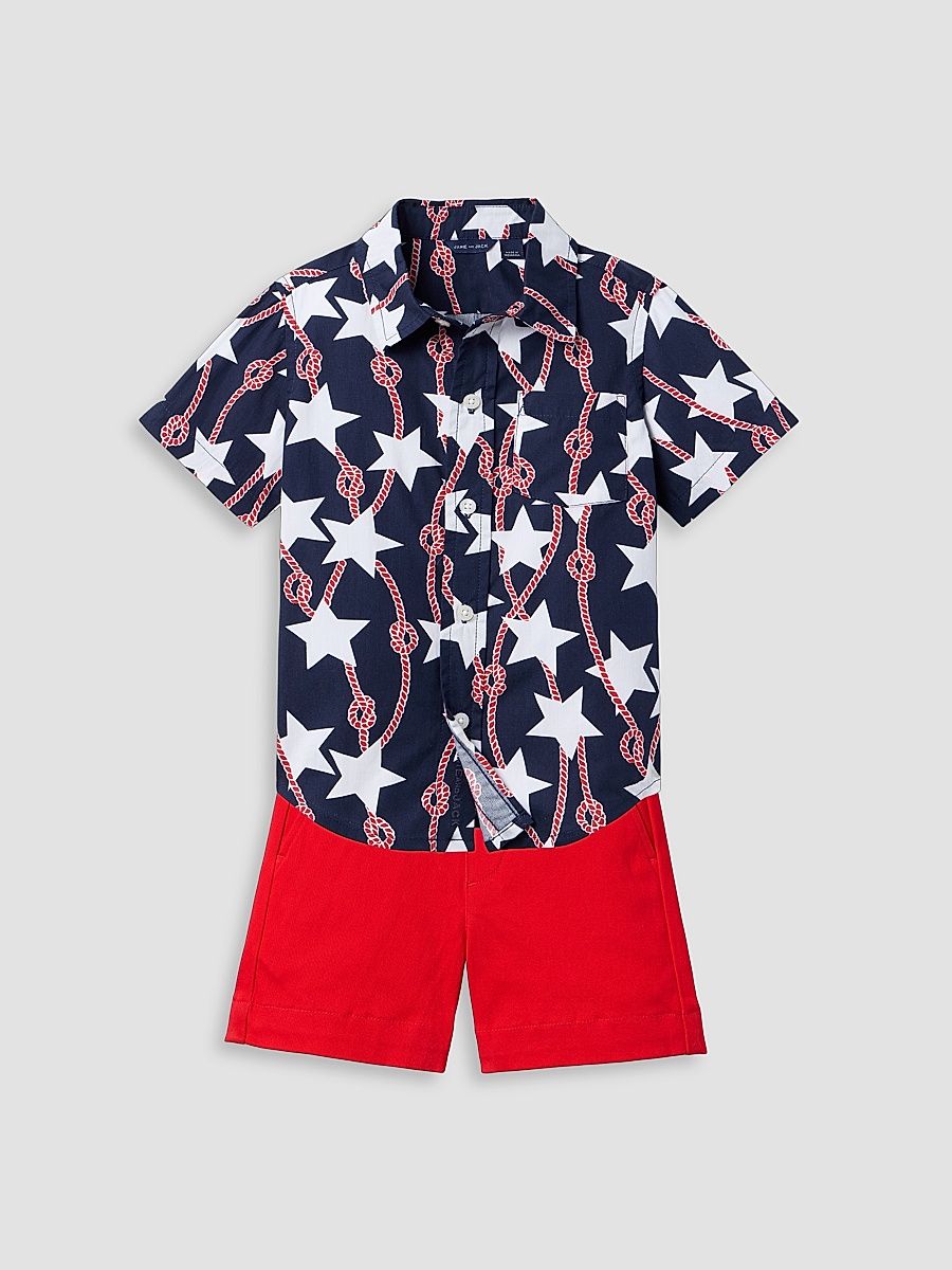 Janie and Jack Boy's Little Boy's & Boy's Stars Shirt & Shorts Set - Multi Color - Size 10