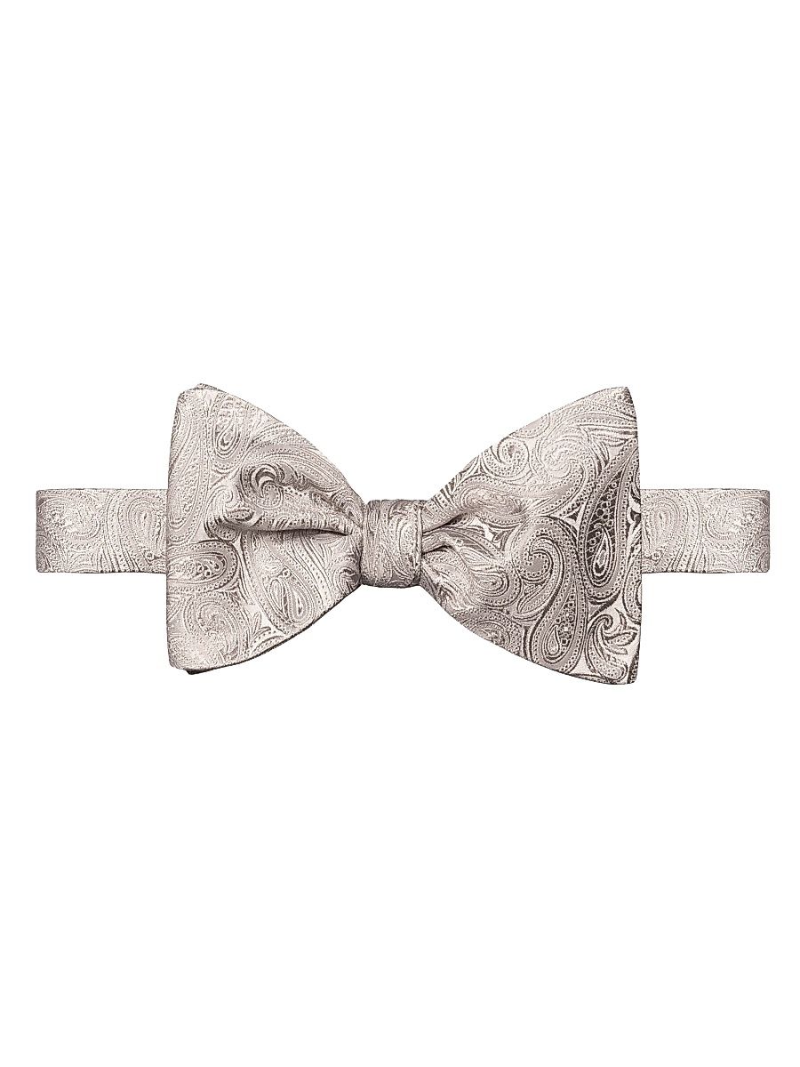 Men's Paisley Silk Bow Tie - Grey