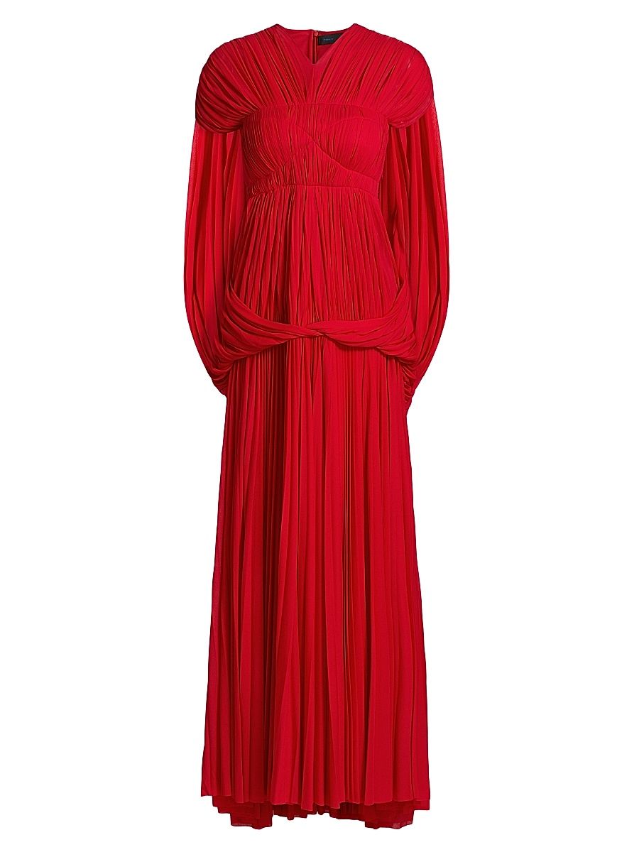 Women's Rumi Pleated Jersey Cape Maxi Dress - Scarlet - Size 4