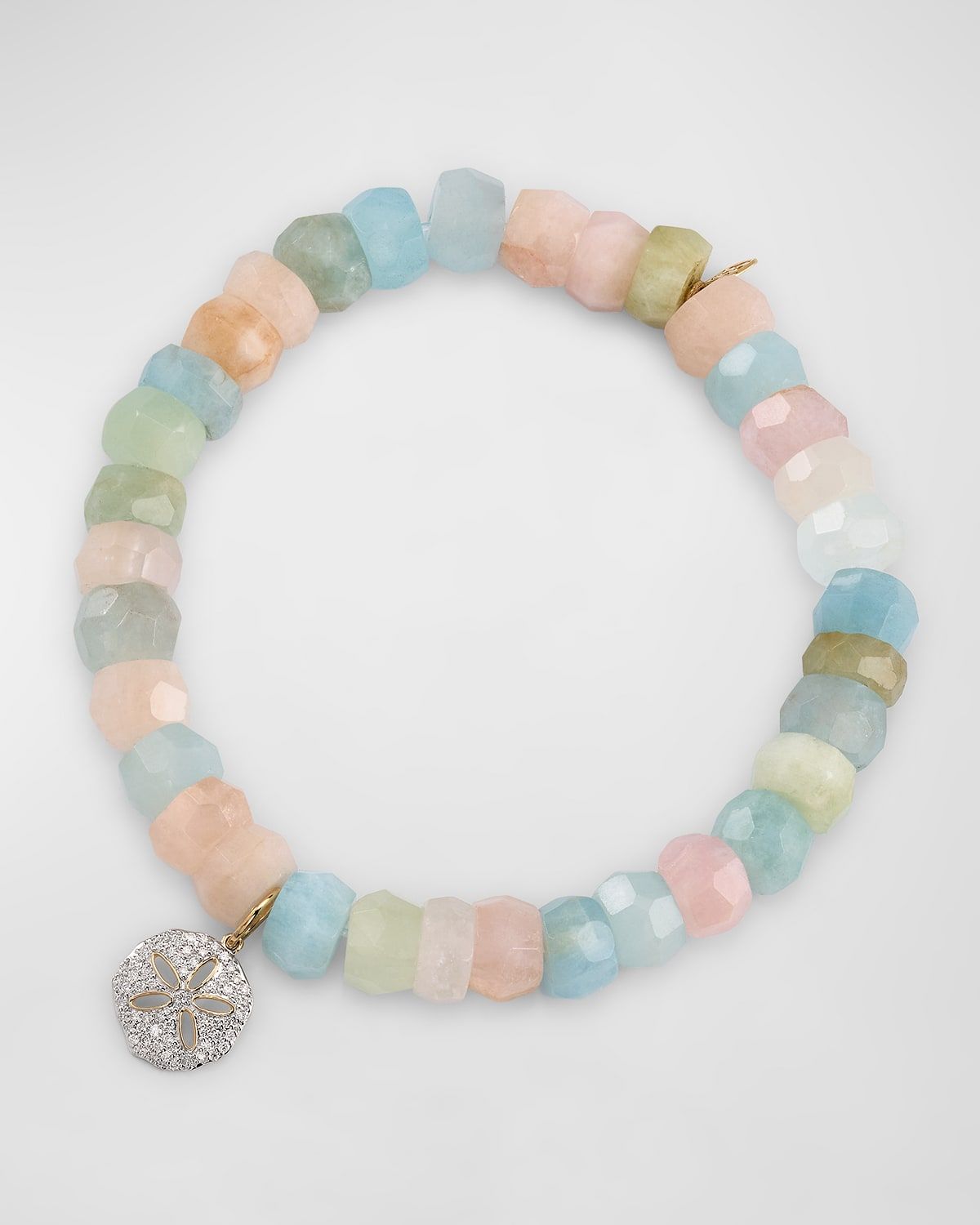 14K Diamond Sand Dollar Bracelet with Aquamarine and Morganite