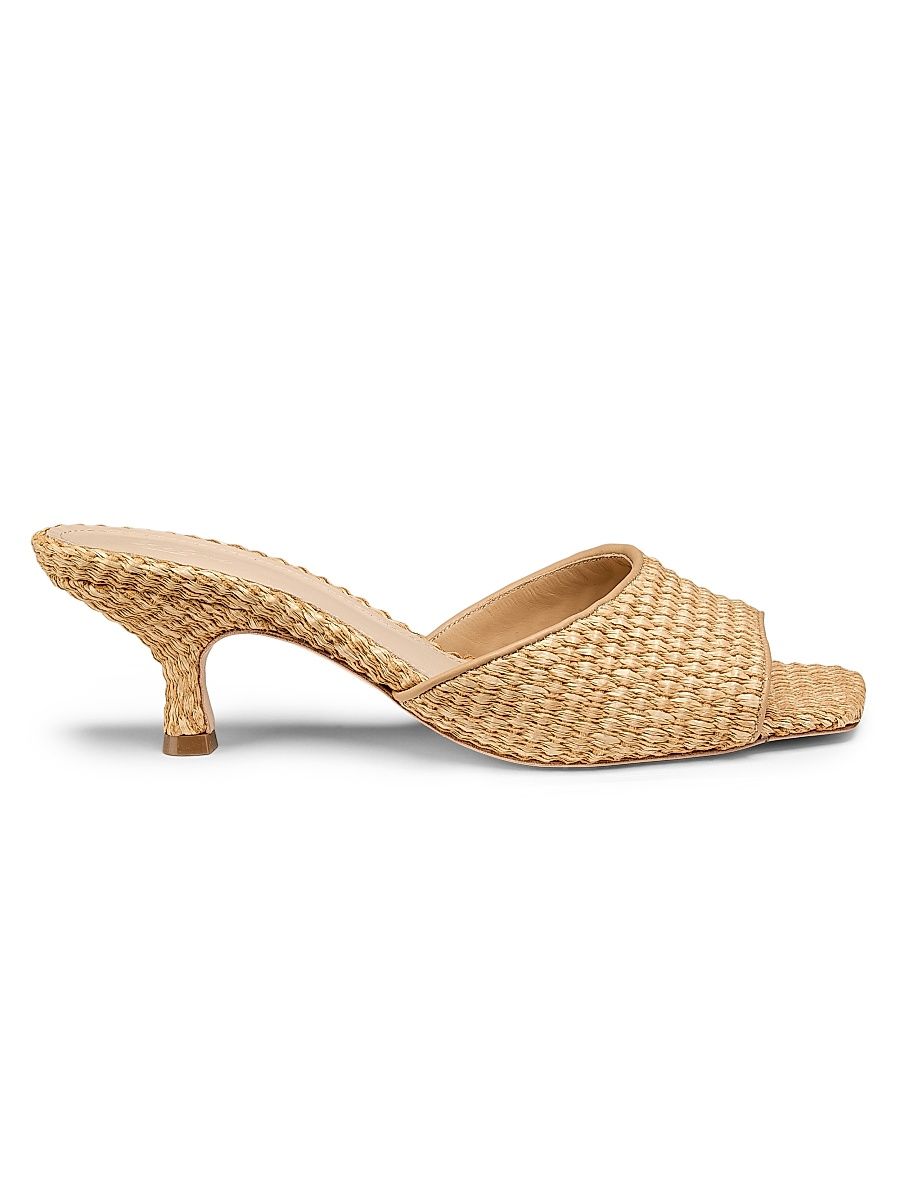 Women's 55MM Raffia Mules - Natural Raffia - Size 12
