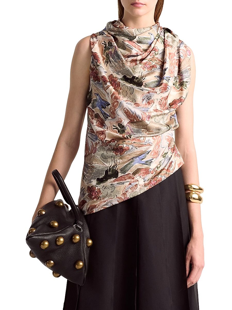 Women's Sleary Cowl Neck Top - Fawn Mythical All Over - Size 12