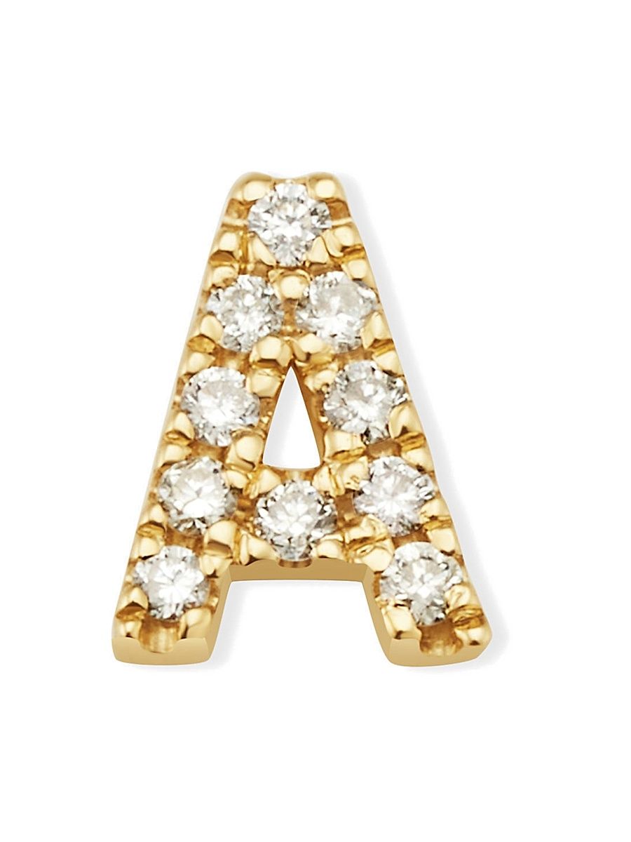 Women's 14K Yellow Gold Luxe Letter Diamond Initial Single Stud Earring - Initial Z