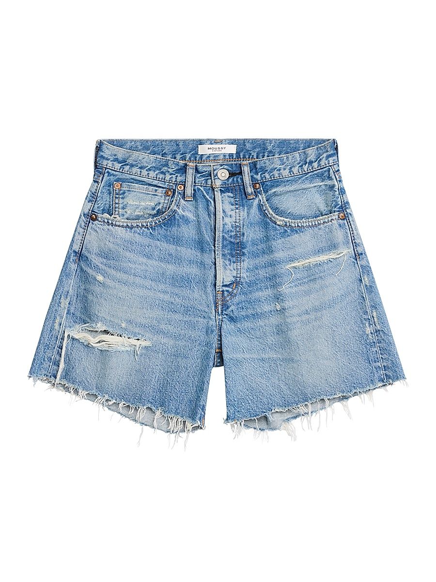 Women's Kensington High-Rise Distressed Denim Shorts - Blue - Size 27