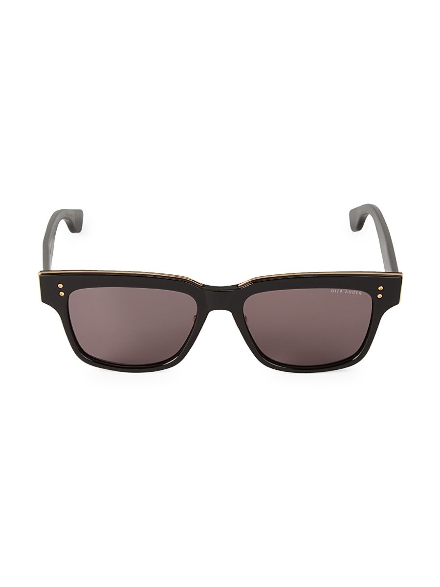 Men's 55MM Tortoiseshell Rectangular Sunglasses - Black White