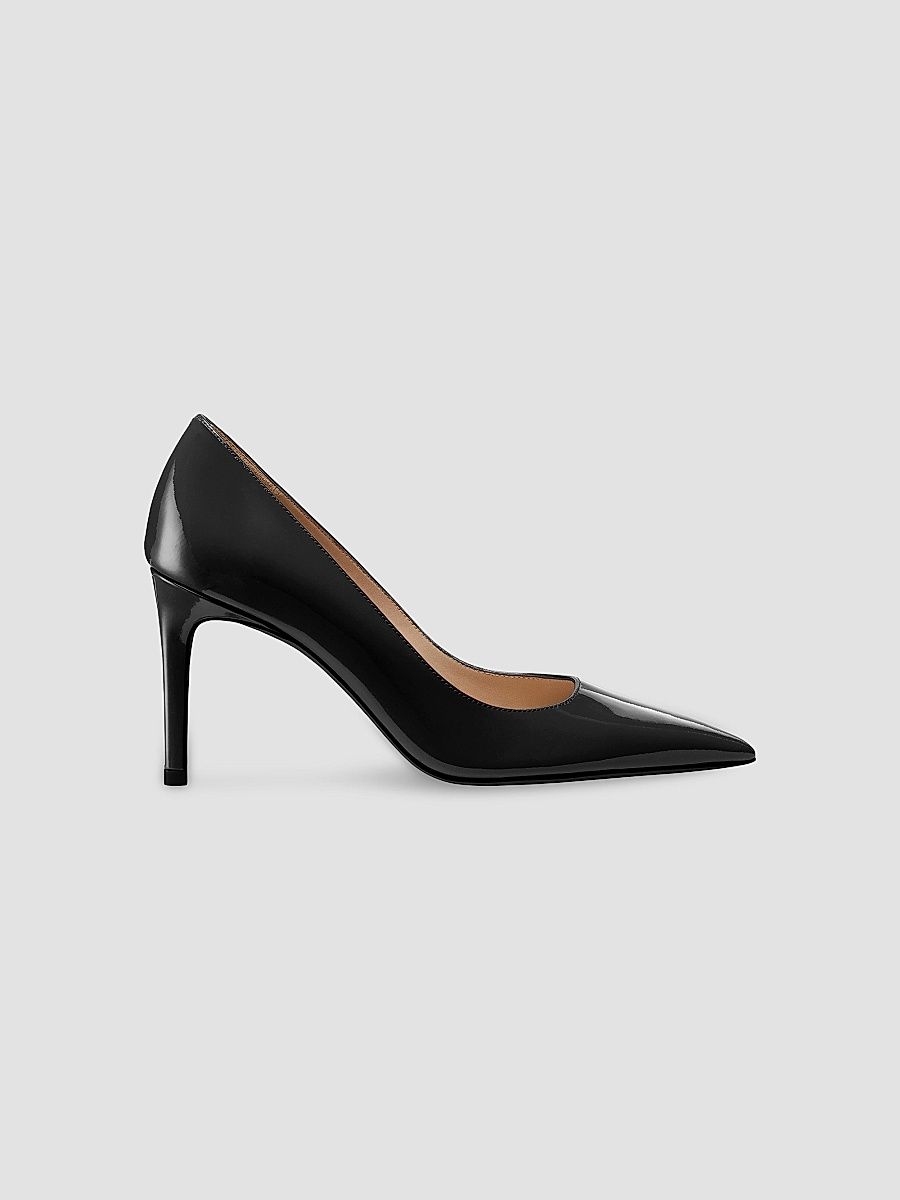 Stuart Weitzman Women's Stuart Power 85 75MM Patent Leather Pumps - Black - Size 9.5