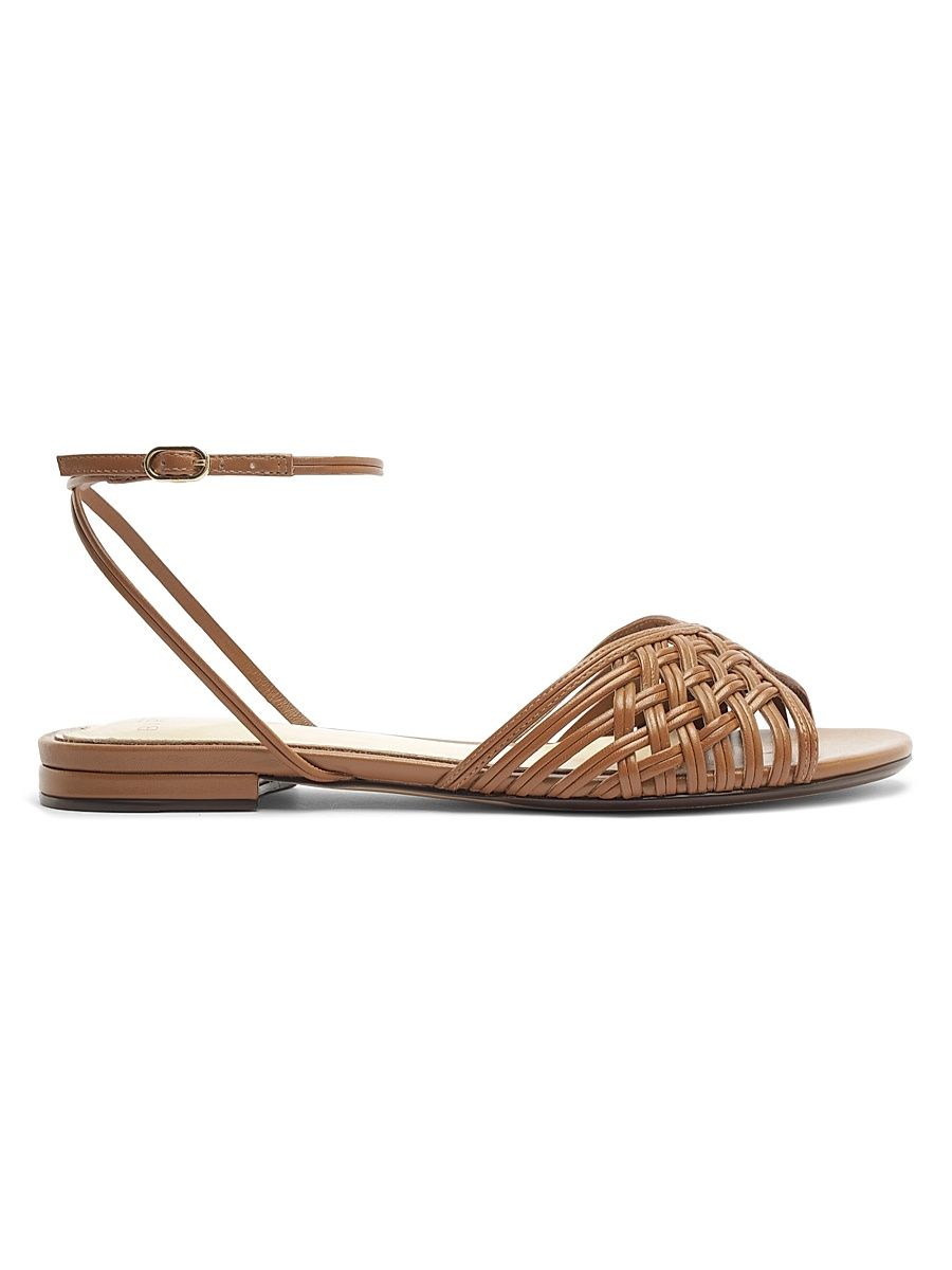 Women's Lilian Woven Leather Sandals - Espresso - Size 7.5