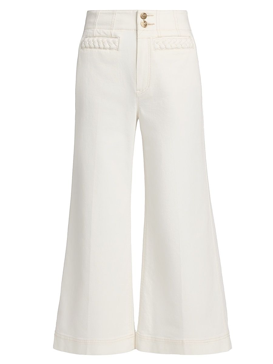 Women's Roselight Braided Pocket Crop Flare Jeans - Vintage Cream - Size 24