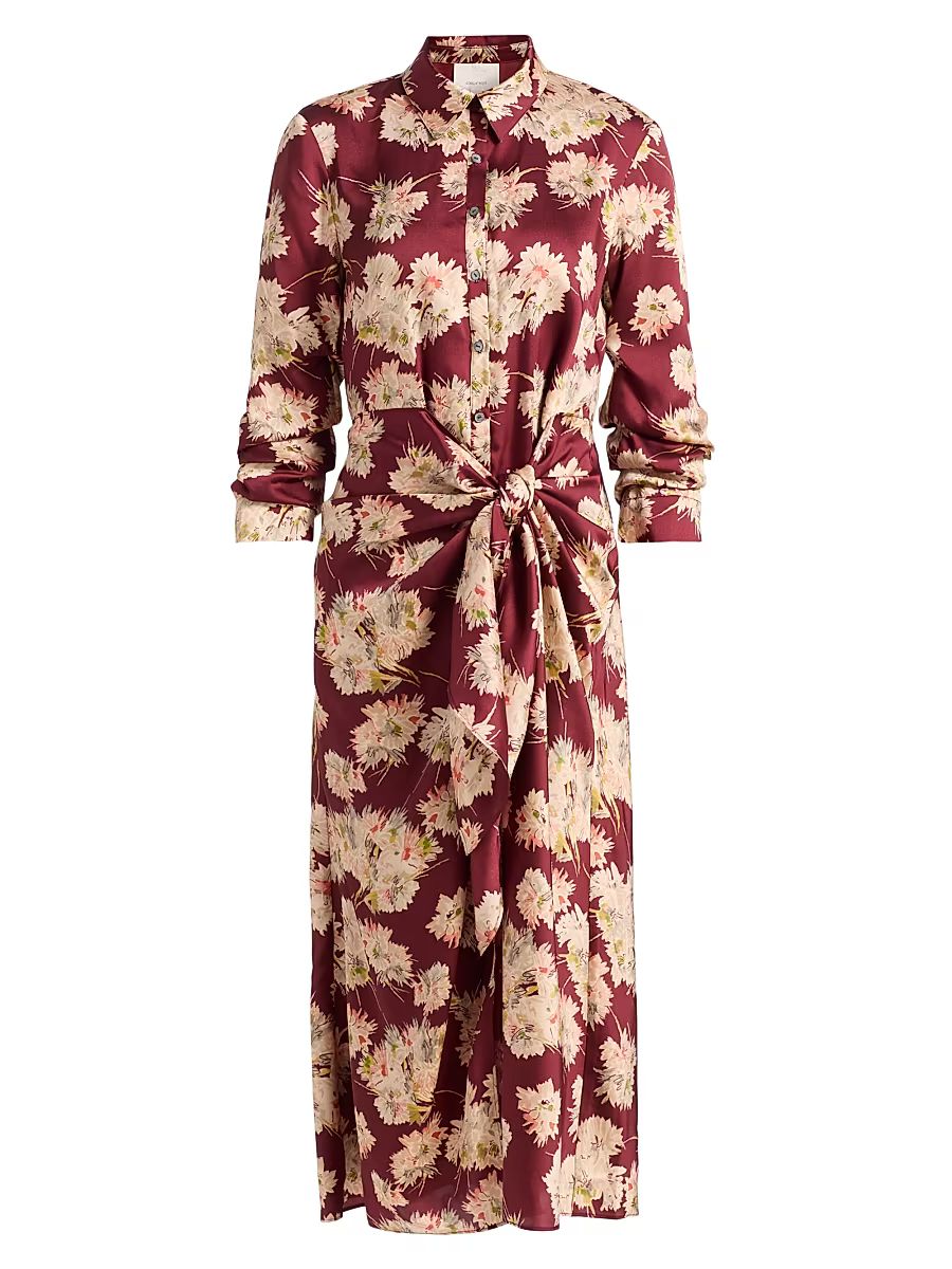 Women's Mae Jacey Floral Twisted-Front Midi-Shirtdress - Wineberry Multi - Size 12