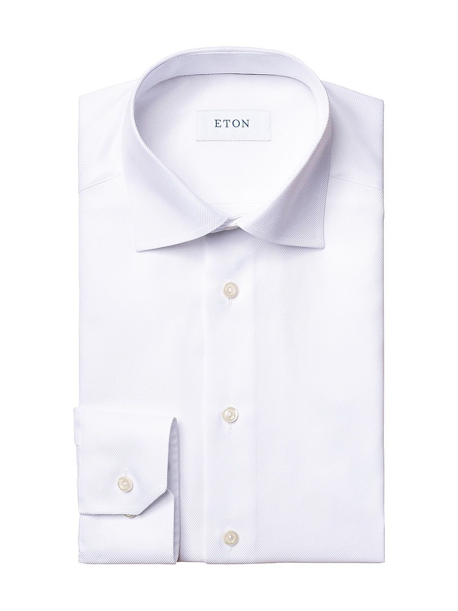 Men's Contemporary-Fit Diagonal Stripe Dress Shirt - White - Size 15