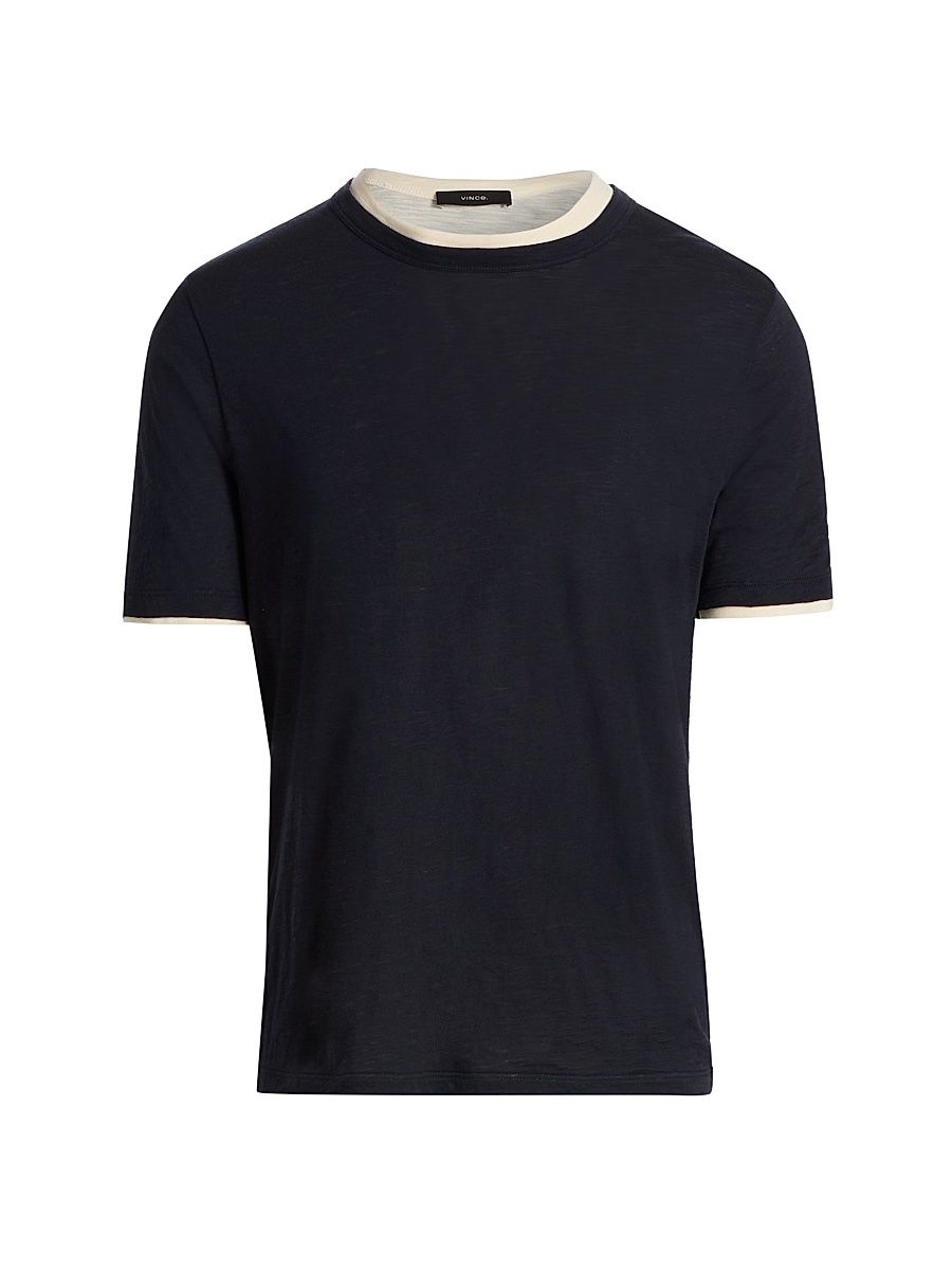Men's Fine Slub Cotton Double-Layer Crewneck T-Shirt - Coastal Smock White - Size Large
